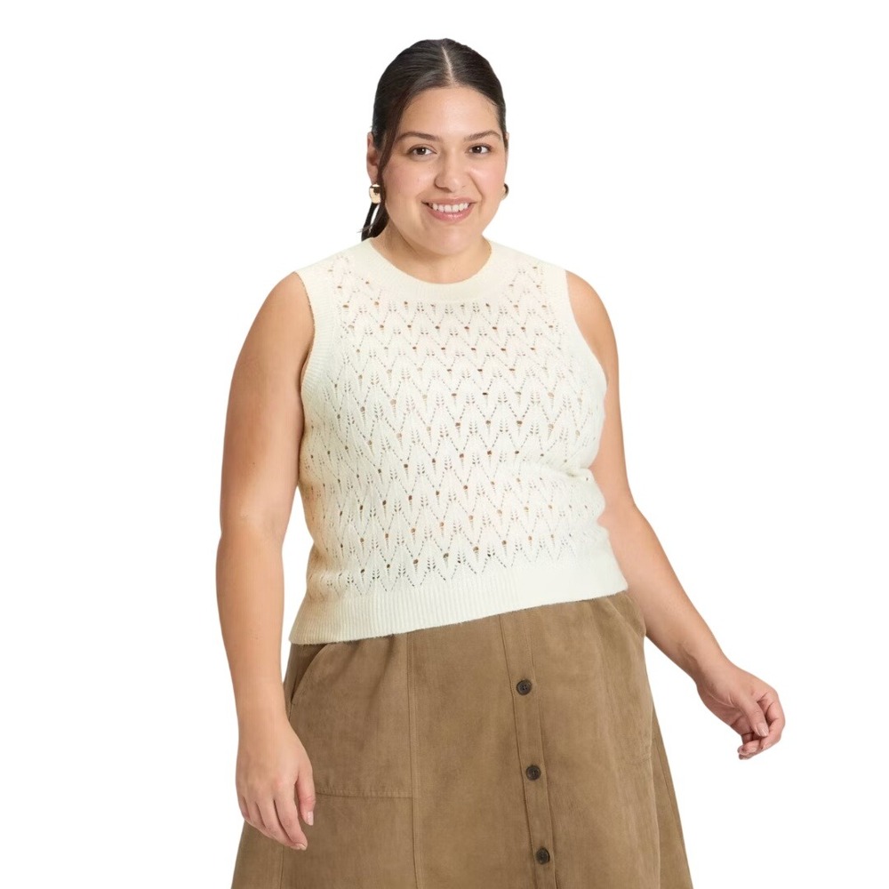 Universal Thread Cream Lace Knit Sleeveless Pullover Sweater Vest Size XXL